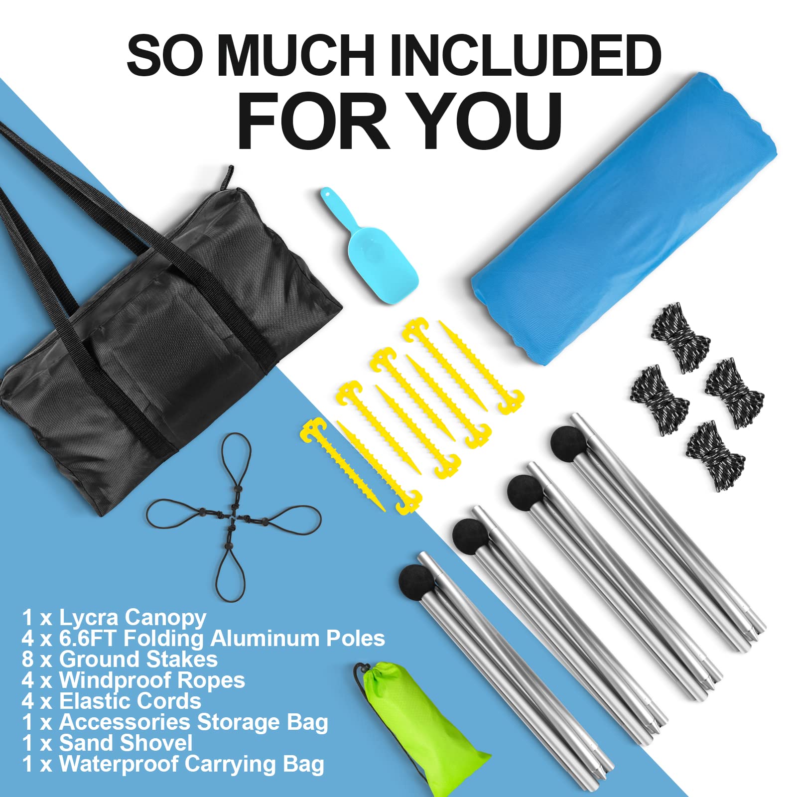 Buheco Beach Tent Pop Up Shade 10X10Ft Beach Canopy Sun Shelter Upf50+ With 4 Foldable Poles-Portable Carrying Bag-Sand Shovel-G