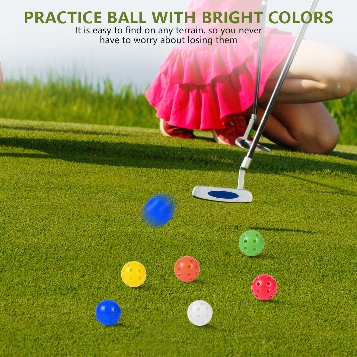 Kiseer 90 Pack Colorful Plastic Practice Golf Balls Airflow Hollow Training Golf Balls With Nylon Mesh Golf Ball Bags For Drivin