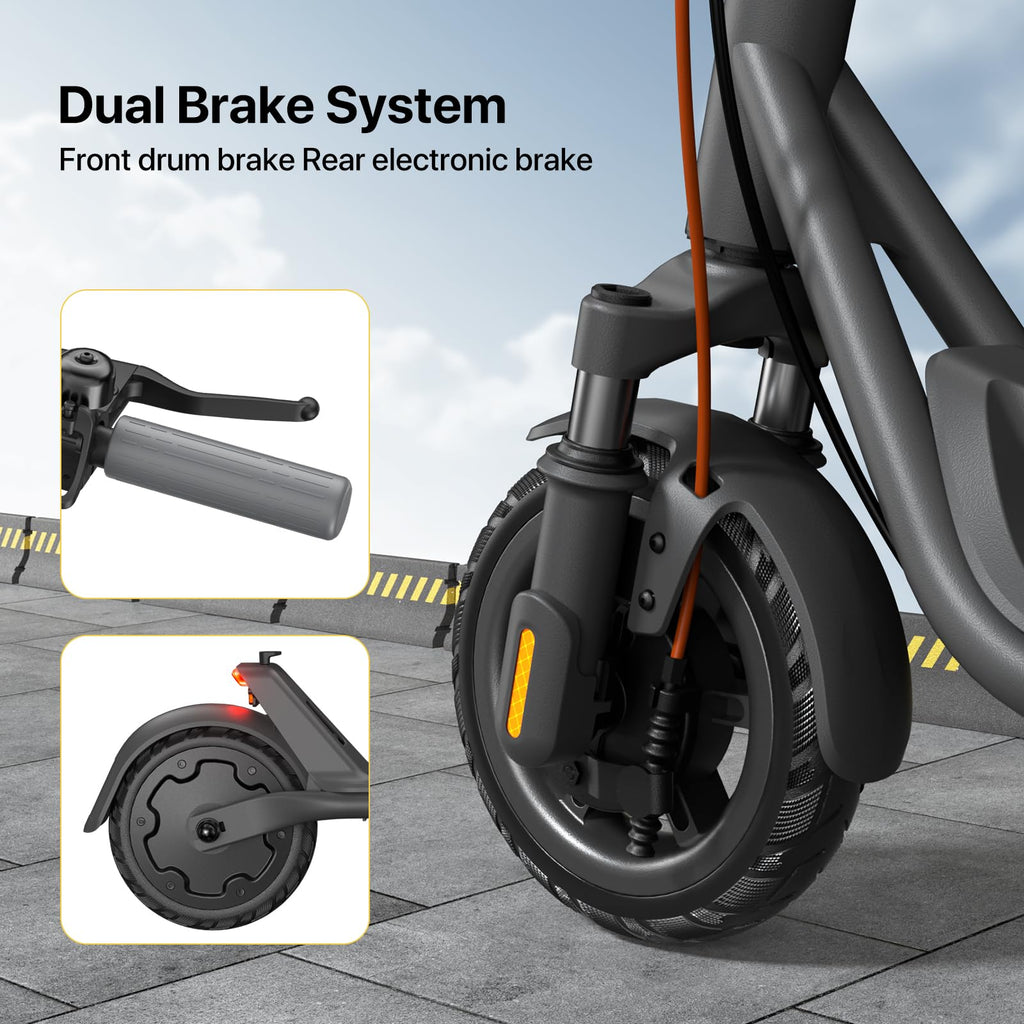 MEGAWHEELS Electric Scooter,Electric Scooter Adults with Front Suspension,8.5in Solid Tires,300W Motor,15.5mph E Scooter with Sm