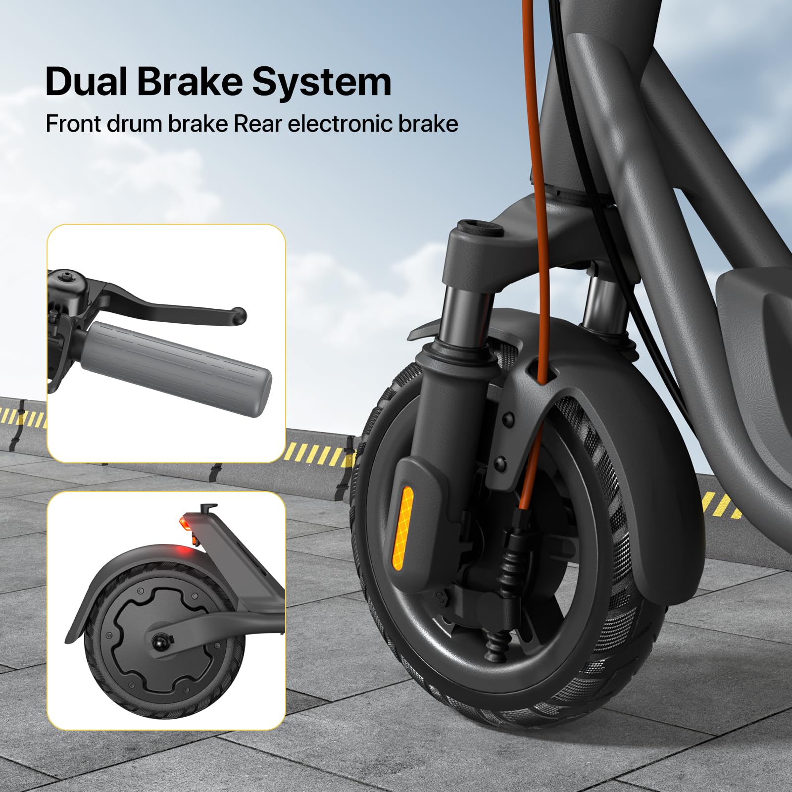 MEGAWHEELS Electric Scooter,Electric Scooter Adults with Front Suspension,8.5in Solid Tires,300W Motor,15.5mph E Scooter with Sm