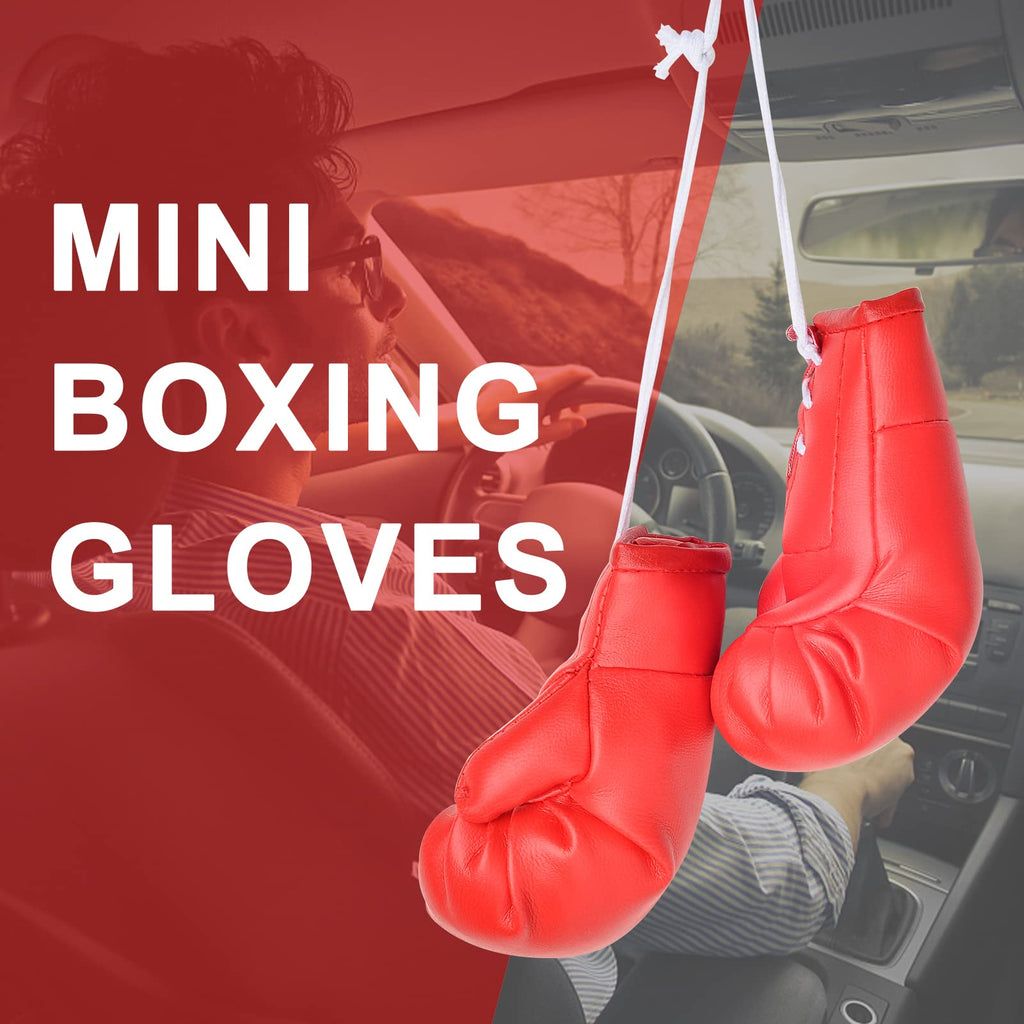 Offwego Mini Boxing Gloves Car Mirror Hanging Decor Interior Accessories - Red Mini Cute Glove Mother? Day Ornament Display For