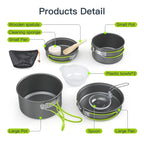 Lixada Camping Cookware Set,11Pcs Camping Cookware Mess Kit With Non-Stick Lightweight Pot Pan Bowls Set For Outdoor Camping Bac