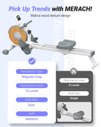 Merach Rowing Machine With App, 16 Levels Of Magnetic Resistance, Exclusive Dual Slide Rail Rower, 350Lb Max Weight Rowing Machi