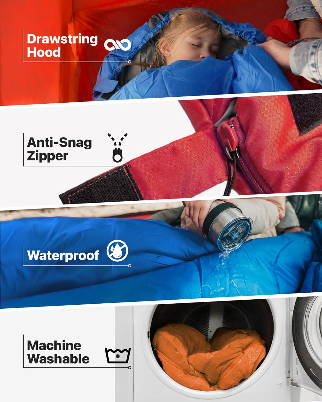 Mallome Sleeping Bags For Adults Cold Weather & Warm - Backpacking Camping Sleeping Bag For Kids 10-12, Girls, Boys - Lightweigh