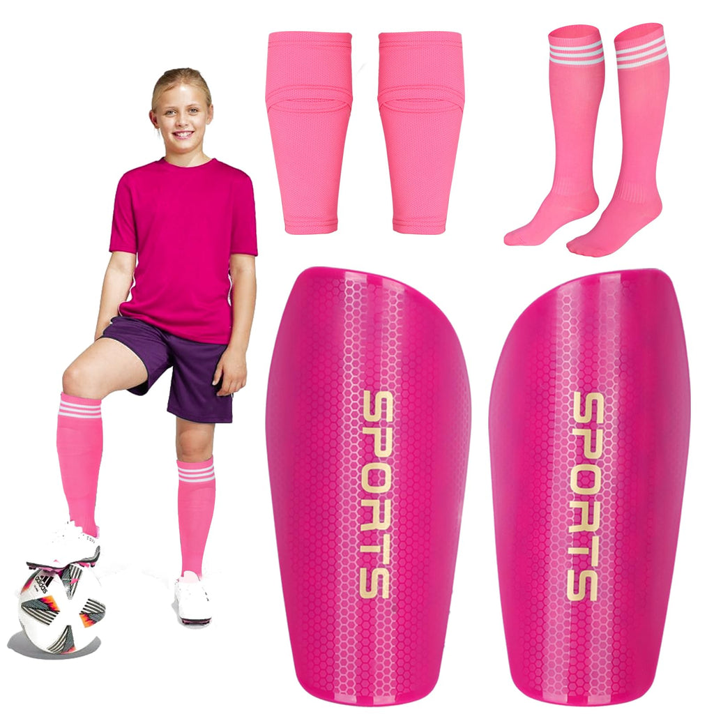 Soccer Shin Guards For Kids Youth Adults, Shin Pads Set With Shin Sleeves And Long Soccer Socks For Boys Girls Women, Lightweigh