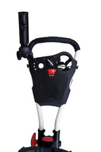 Qwik-Fold 360 Swivel 3 Wheel Push Pull Golf Cart - 360* Rotating Front Wheel - One Second To Open & Close! (White/Red)