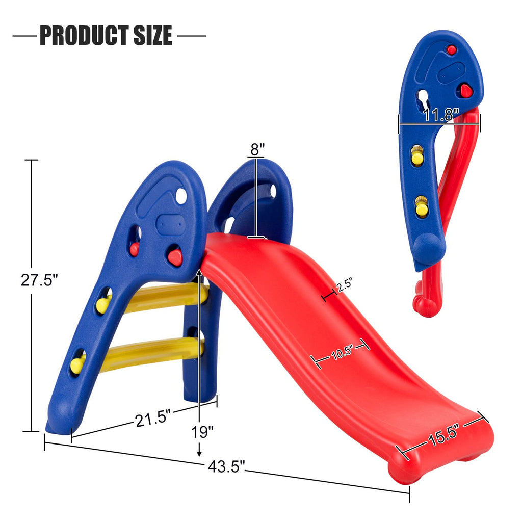 Safeplus Kids Indoor Folding Slide, Sturdy & Safe Toddler Climber Freestanding Sliders Play Toys For Little Ones Baby Children B