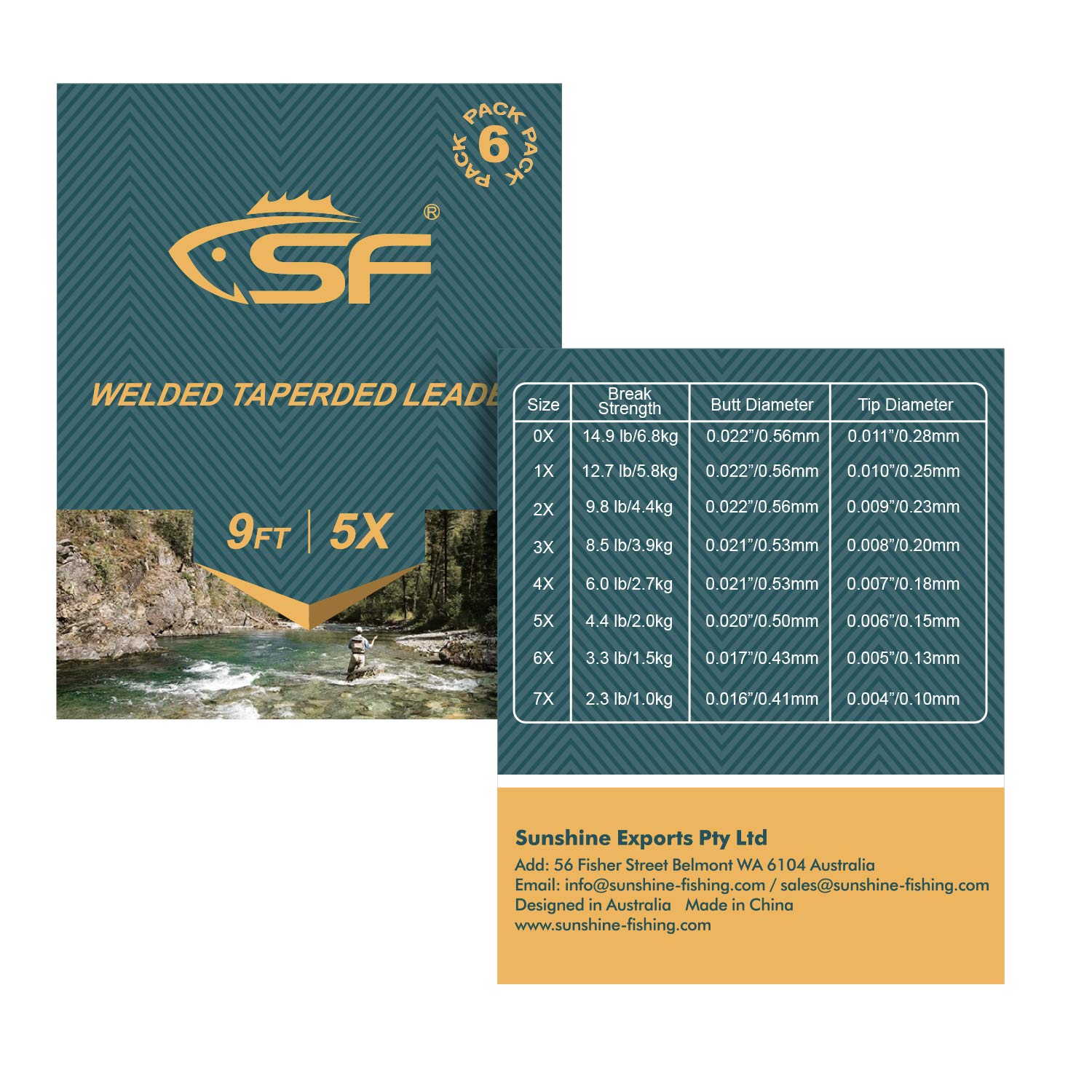 Sf Welded Tapered Leader Fly Fishing With Loop Nylon 9Ft Fishing Leader (6X 6 Pack)