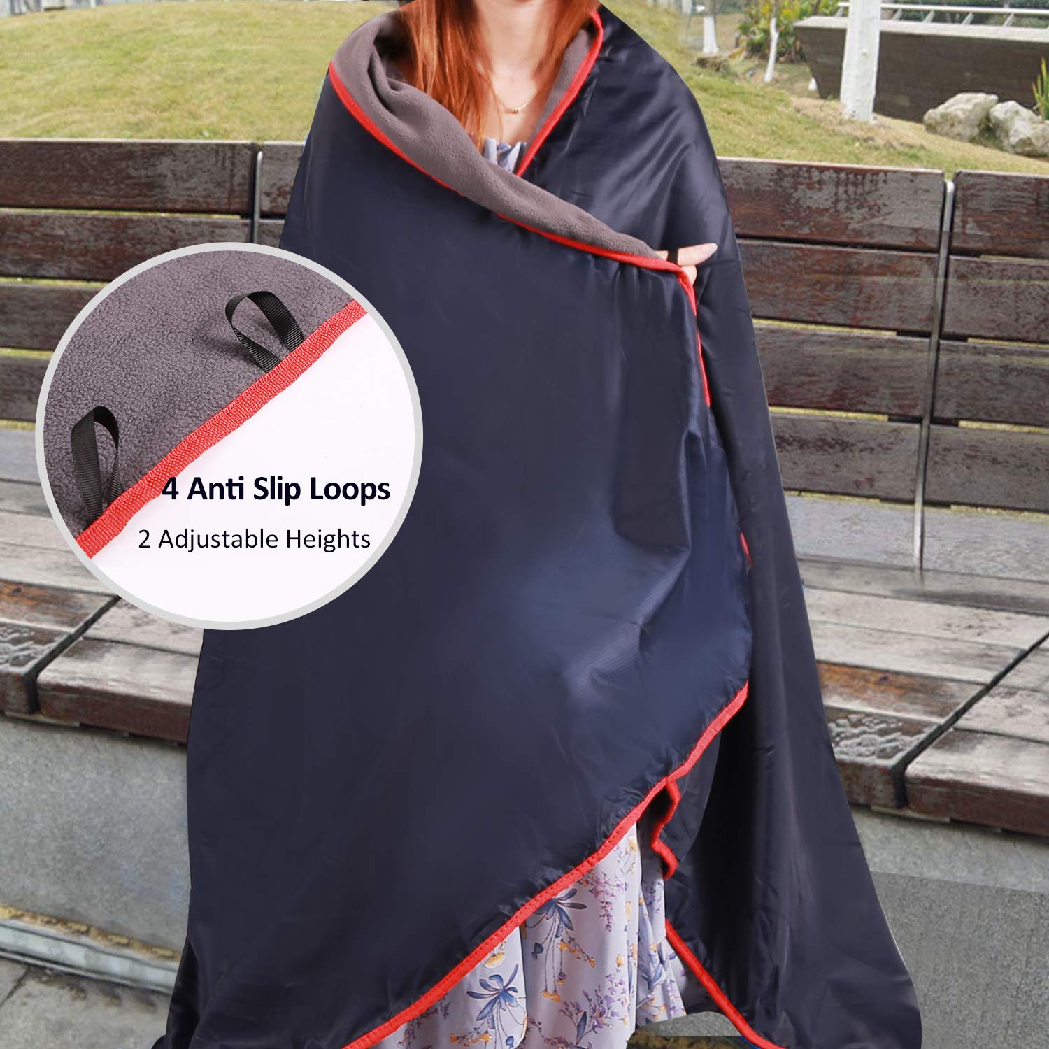 Redcamp Large Waterproof Stadium Blanket For Cold Weather, Soft Warm Fleece Camping Blanket Windproof For Outdoor Sports, Dark B