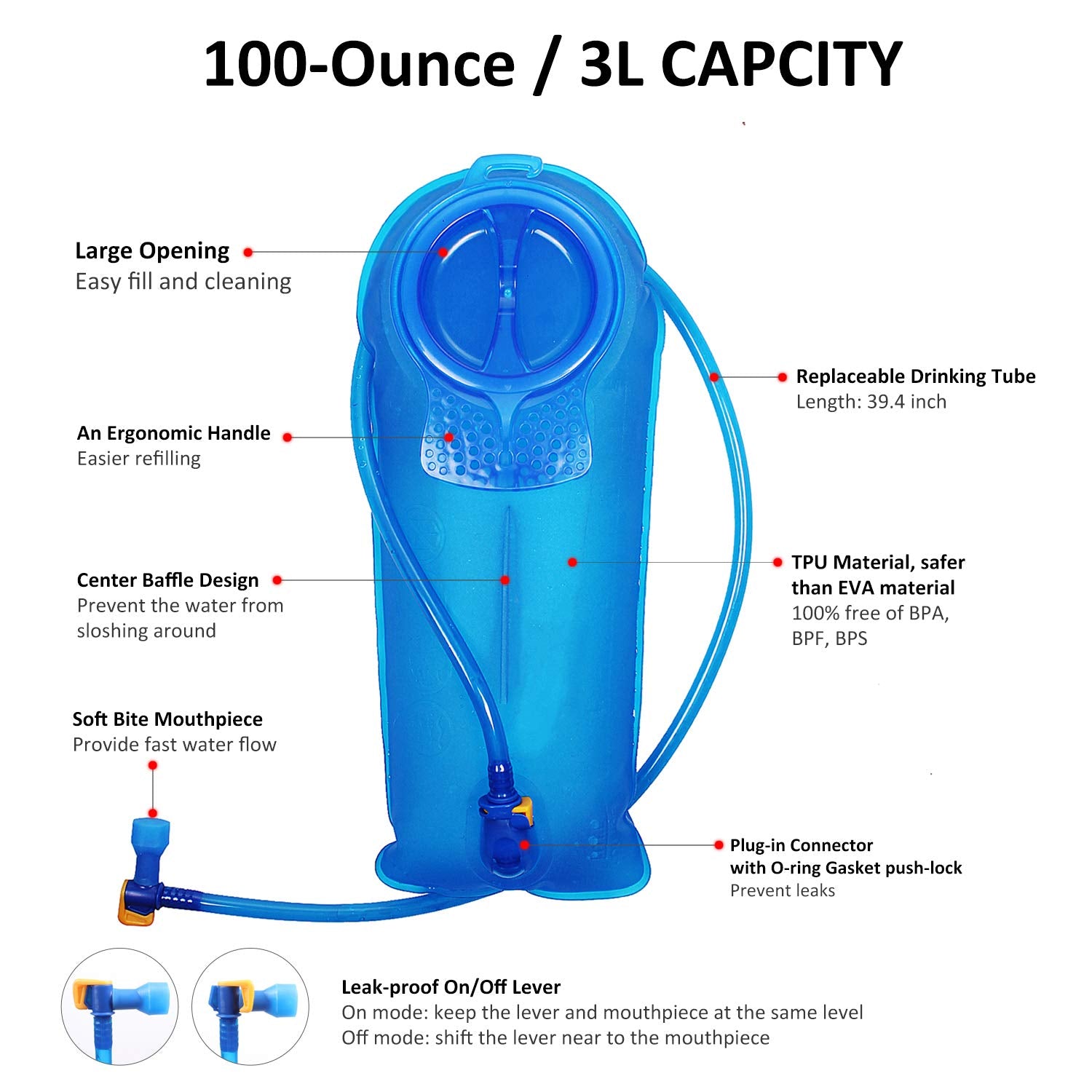 Unigear Hydration Water Bladder Reservoir,2L/2.5L/3L Bpa Free And Taste Free For Backpacking, Biking, Hiking And Camping