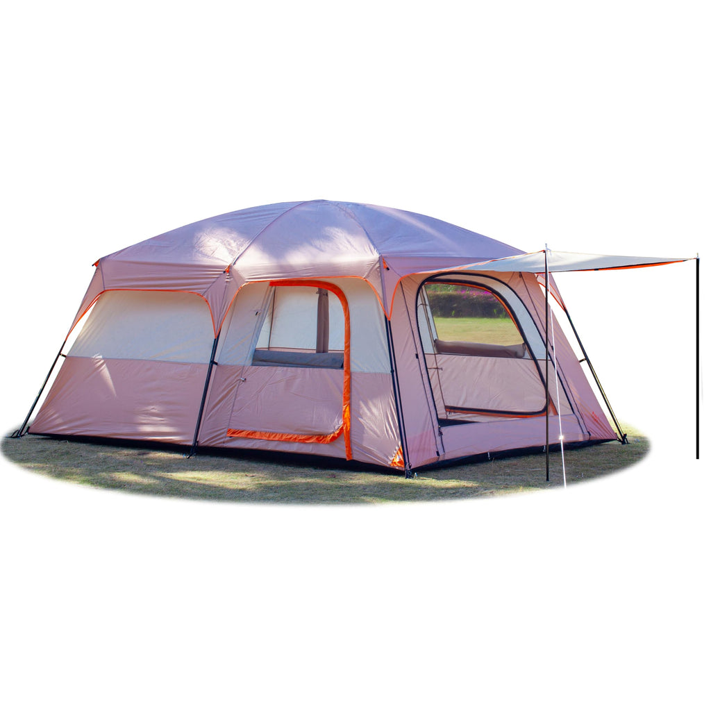 Ktt Extra Large Tent 12 Person,Family Cabin Tents,2 Rooms,3 Doors And 3 Windows With Mesh,Straight Wall,Waterproof,Double Layer,
