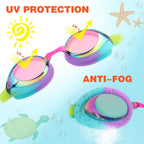 Keary 2 Pack Kids Swim Goggles Swimming Goggles For Toddler Children Girls Boys Youth, Anti-Fog Waterproof Uv Protection No Glar