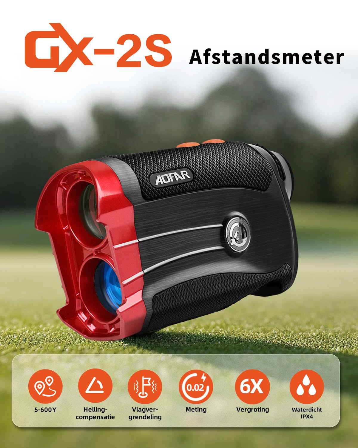 Aofar Gx-2S Golf Rangefinder Slope On/Off, Flag-Lock With Vibration, 600 Yards Range Finder, 6X 25Mm Waterproof, Carrying Case,
