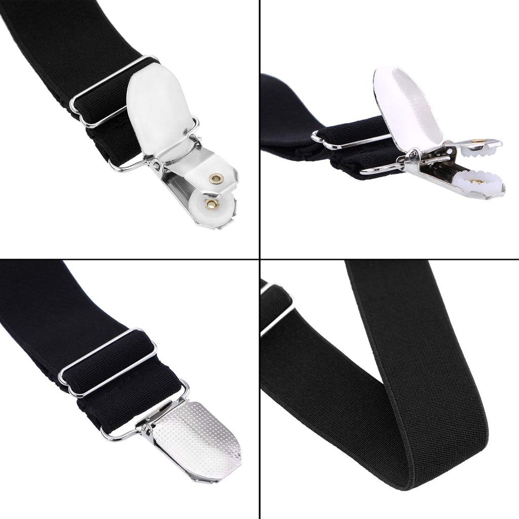 Boao 8 Pieces Elastic Adjustable Boot Straps Clips Pant Stirrups Elastic Leg Straps For Women And Men Favors (Black)