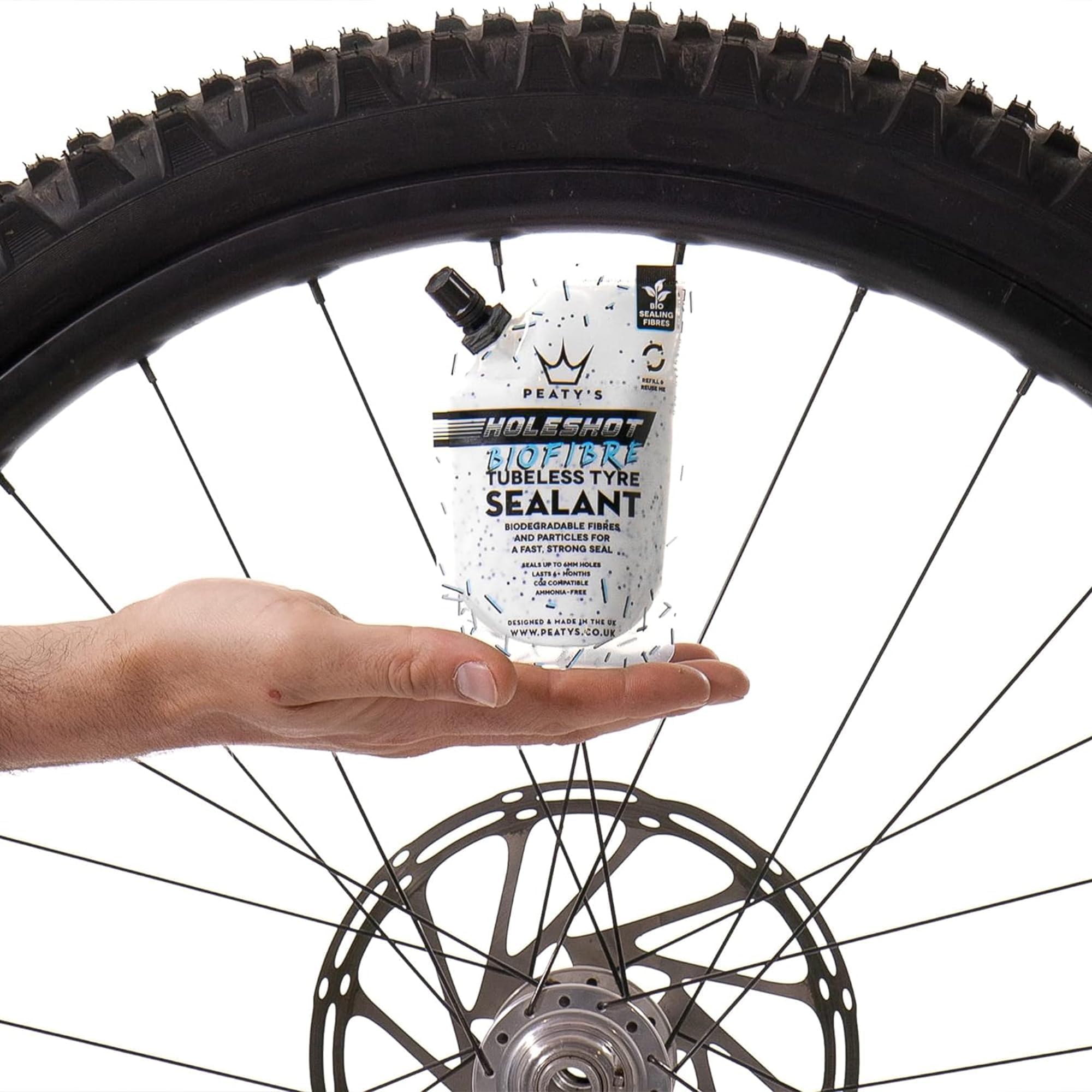 Peatys Holeshot Biofibre Tubeless Tyre Sealant, Fast Acting Puncture Repair, Seals Up To 6Mm Holes For Mtb, Road And Gravel Bike