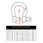 Extreme Max 3006.8294.4 Boattector Stainless Steel Bow Shackle - 3/8'', 4-Pack