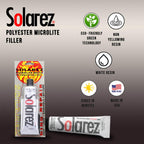Solarez Uv Cure Microlite White Polyester Ding Repair Filler (0.5 Oz) - Surfboard Repair Foam With 60/240 Grit Sand Pad & Spread