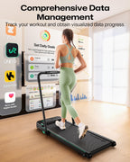 UREVO Strol 2E Smart 2-in-1 Folding Treadmill, Compact Walking Pad with Safety Handle, Plug and Play, Dual LED Display, Workout