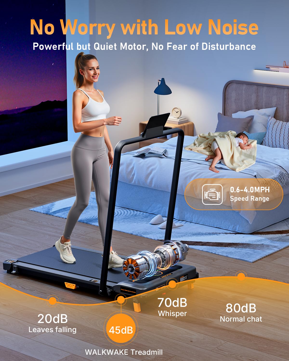 Walking Pad Treadmill, Walkwake 8% Incline Walking Pads, Compact Under Desk Treadmill For Home, 330Lb Capacity 2.5Hp Running Mac