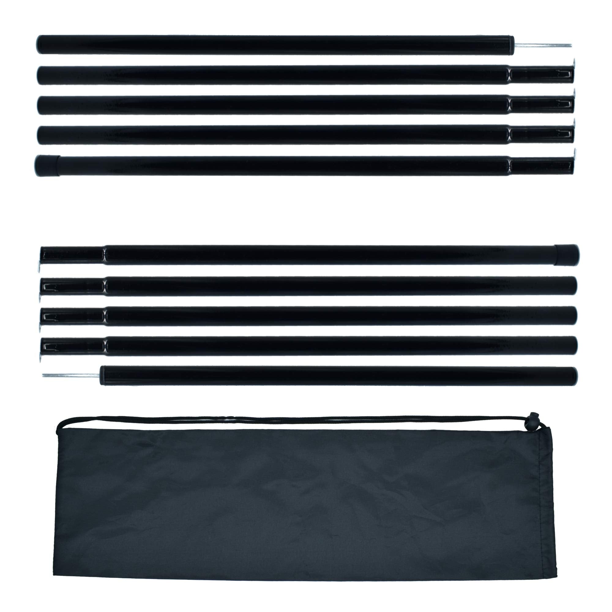 Batdiyow Adjustable Tent Poles Steel Rods For Tarp Canopy Camping Replacement Set Of 2 (Black)