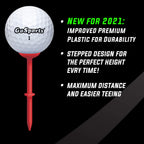 Gosports 3.25 Widemouth Tees Plastic Golf Tees, 60 Tee Players Pack - Max Distance And Easier Teeing