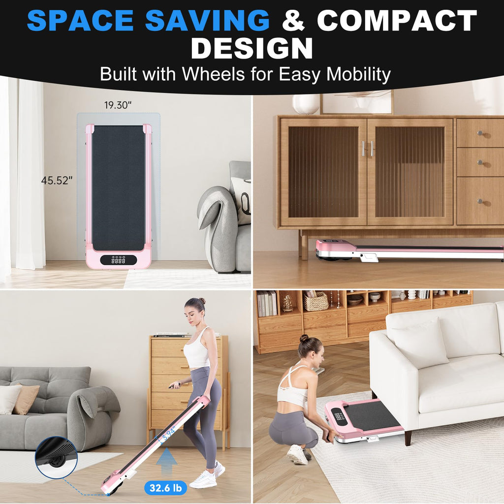 Walking Pad Treadmill - 2.5Hp Low Noise Treadmill Small, Incline Treadmills, Portable Compact Walking Pad For Home Office, Remot