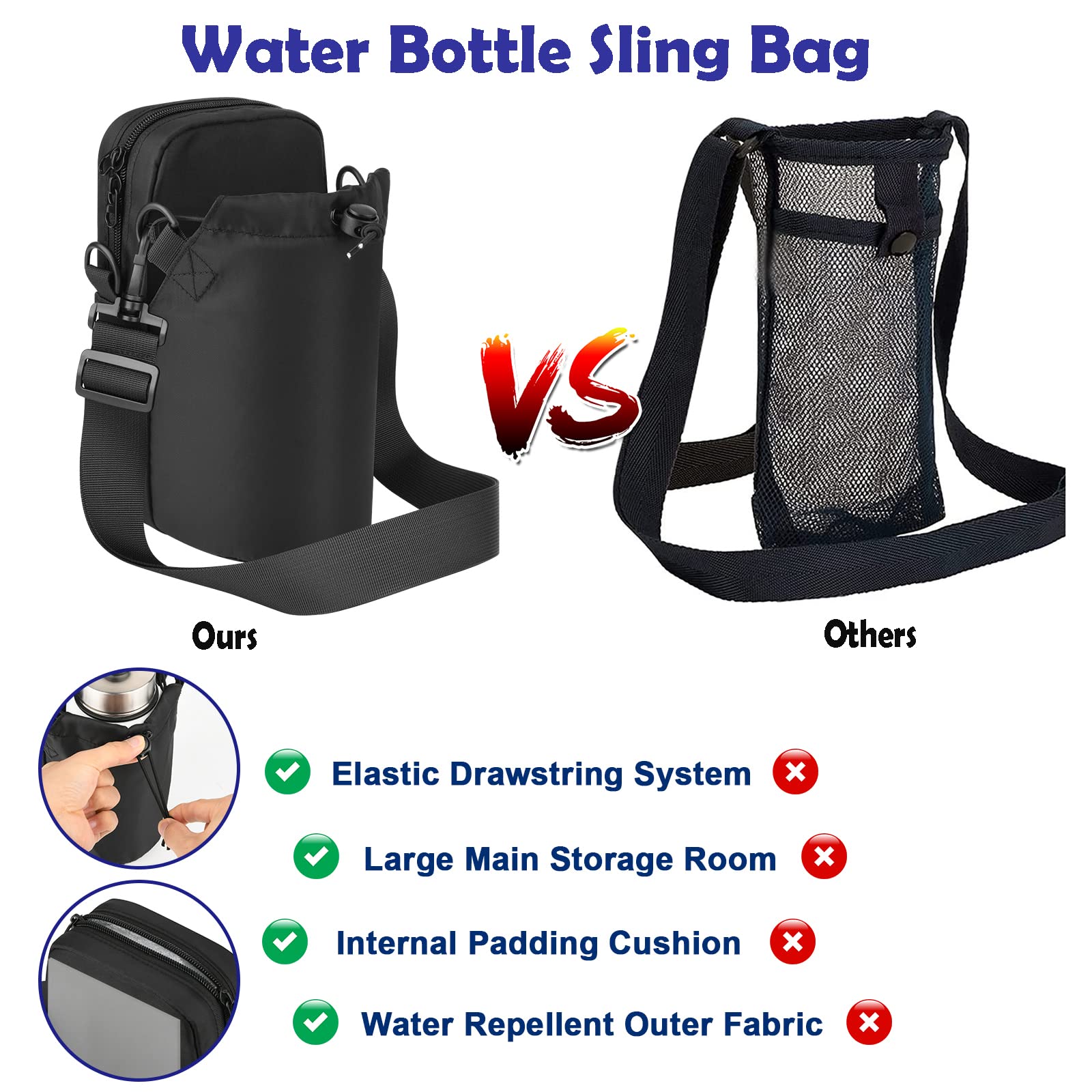 Cosmos Water Bottle Bag Crossbody Bottle Holder Carrier Case Bag Bottle Sling Bag Pouch With Adjustable Shoulder Strap & Pocket,