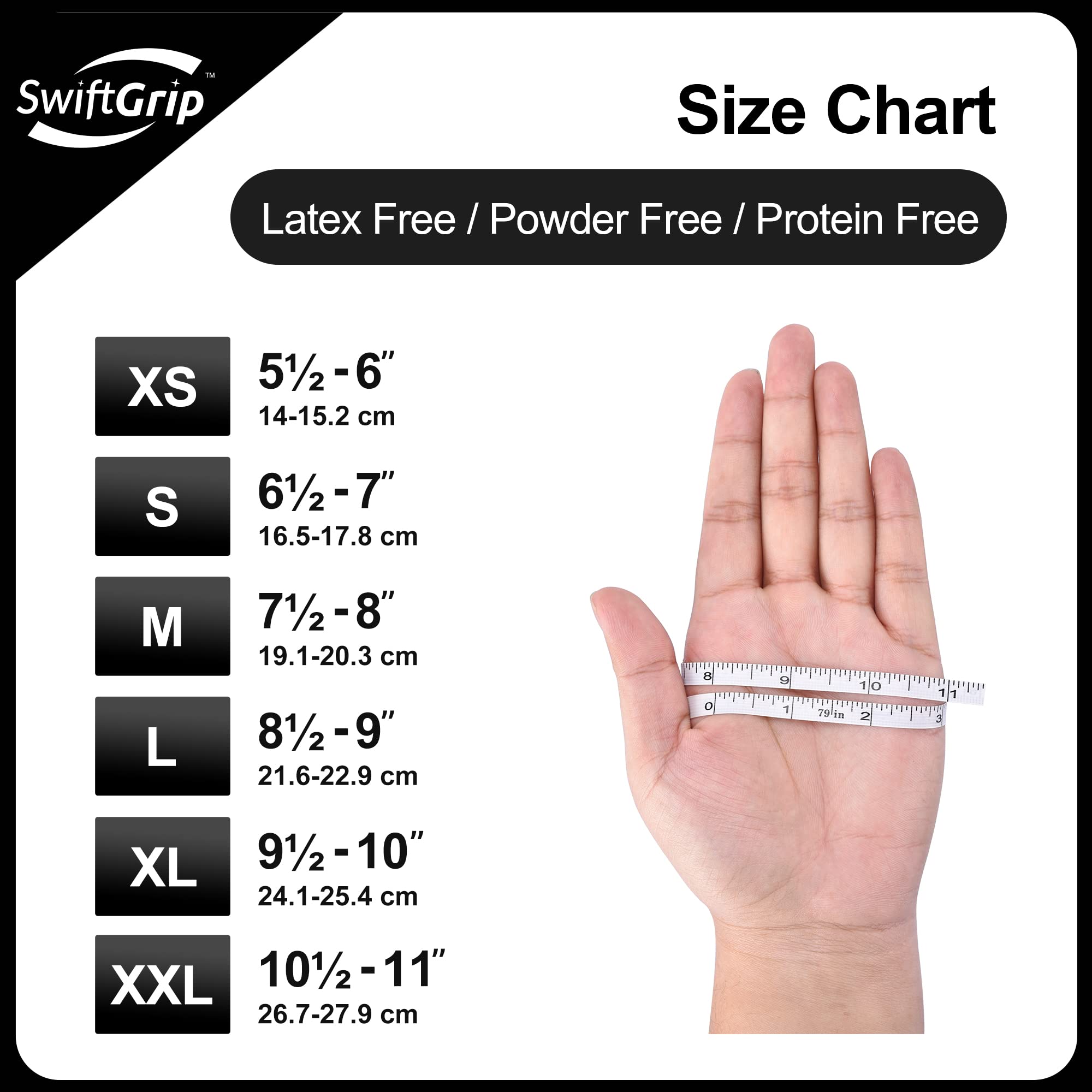 Swiftgrip Disposable Nitrile Exam Gloves, 3-Mil, Black Nitrile Gloves Disposable Latex Free For Medical, Cooking  Esthetician, F