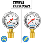 Meanlin Measure 0100Psi Stainless Steel 18 Npt 15 Face Dial, Glycerin Filled Fuel Pressure Gauge, Liquid Filled Pressure Gauge W