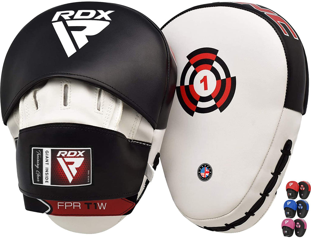 Rdx Boxing Pads Focus Mitts, Maya Hide Leather Curved Hook And Jab Target Hand Pads, Great For Mma, Kickboxing, Martial Arts, Mu