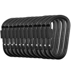 Locking Carabiner Clip D Ring Spring Snap Key Chain Hook 3'' Screw Gate Hook Travel Aluminum Carabiners Vonpri (Black) (12Pack)