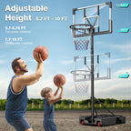 aaeaa Basketball Hoop Outdoor, 5.7-10ft Adjustable Height, Portable Basketball Hoops Goal Court System w/ 45in Shatterproof Back