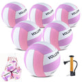 6 Pack Volleyballs Official Size 5, Soft Bulk Recreational Volley Balls with Pump & Net Bag for Indoor Outdoor Beach Pool Water 
