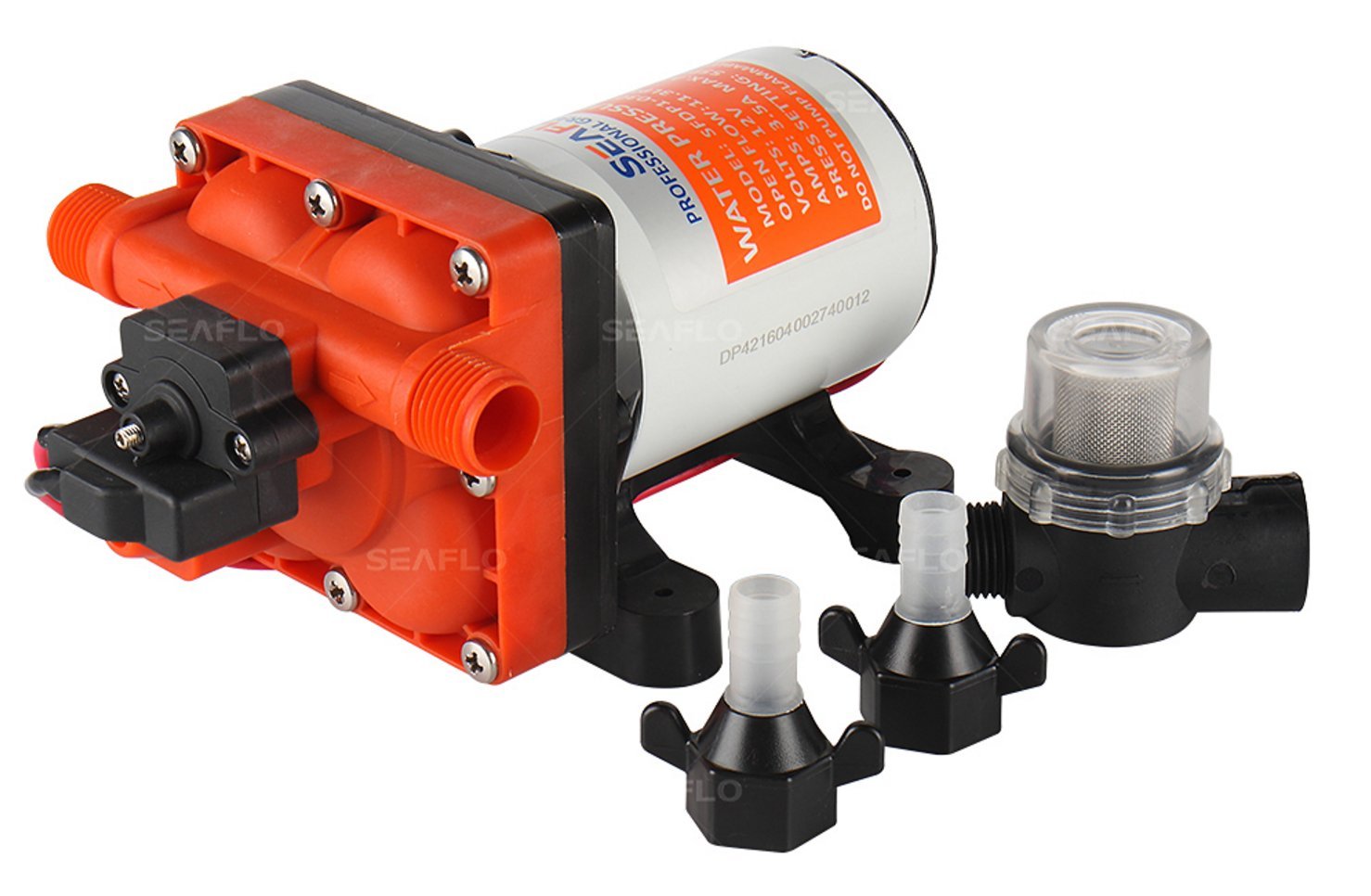 Seaflo 42 Series Diaphragm Pump With Bypass For Reduced Cycling 12V/24V 3.0Gpm 55Psi (12 Volts)