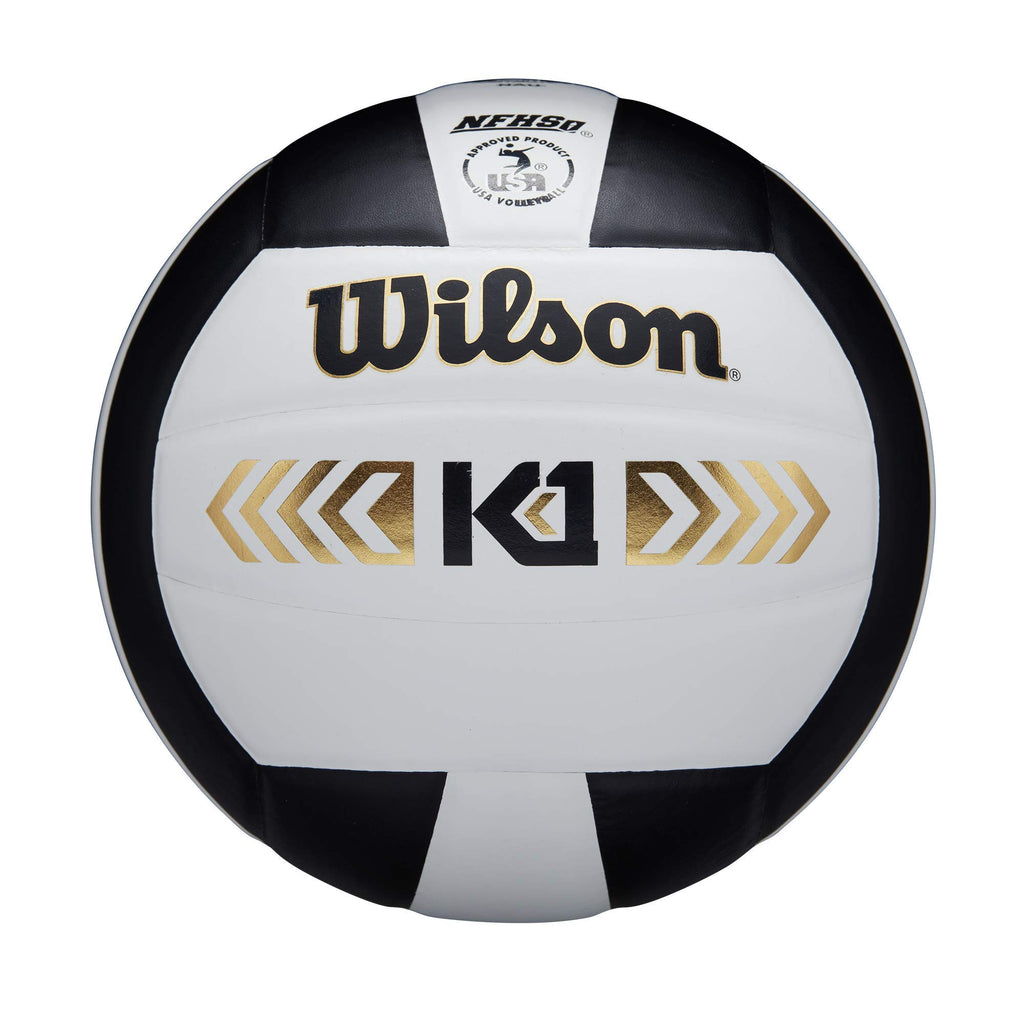 Wilson K1 Gold Indoor Game Volleyball - Official Size, Black/White