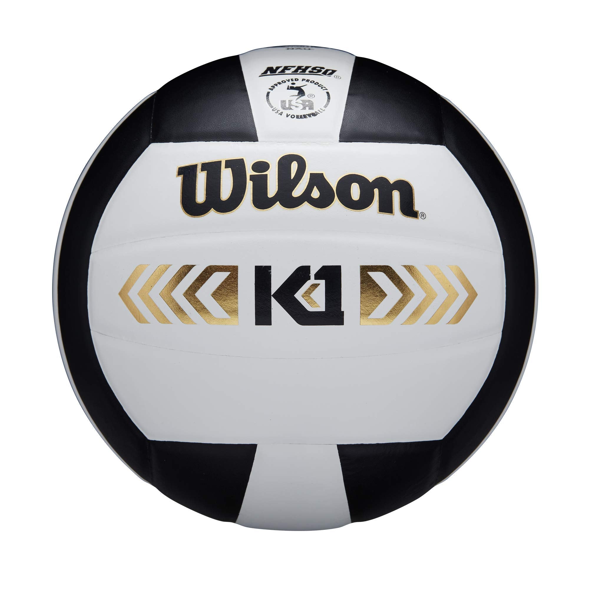 Wilson K1 Gold Indoor Game Volleyball - Official Size, Black/White