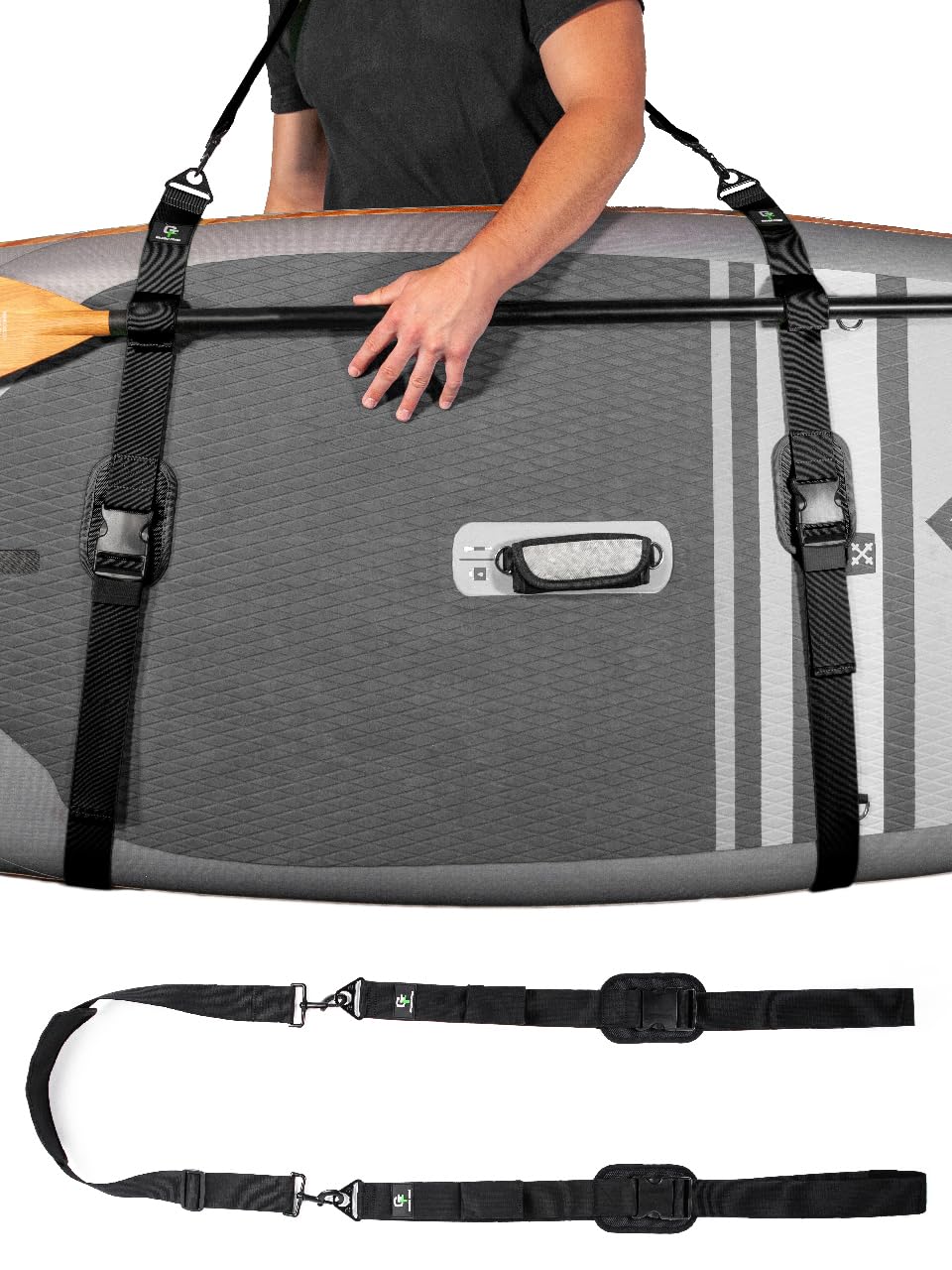 Gradient Fitness Kayak Paddle Board Carrier (Black)/Surfboard Straps For Shoulder  Hands-Free Carrying Straps For Paddleboards W