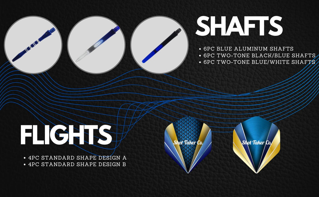 Shot Taker Co. Est. 2017 6Pc Steel Tip Darts Set - Professional Darts For Dartboard - Includes Barrels + Plastic/Aluminum Shafts
