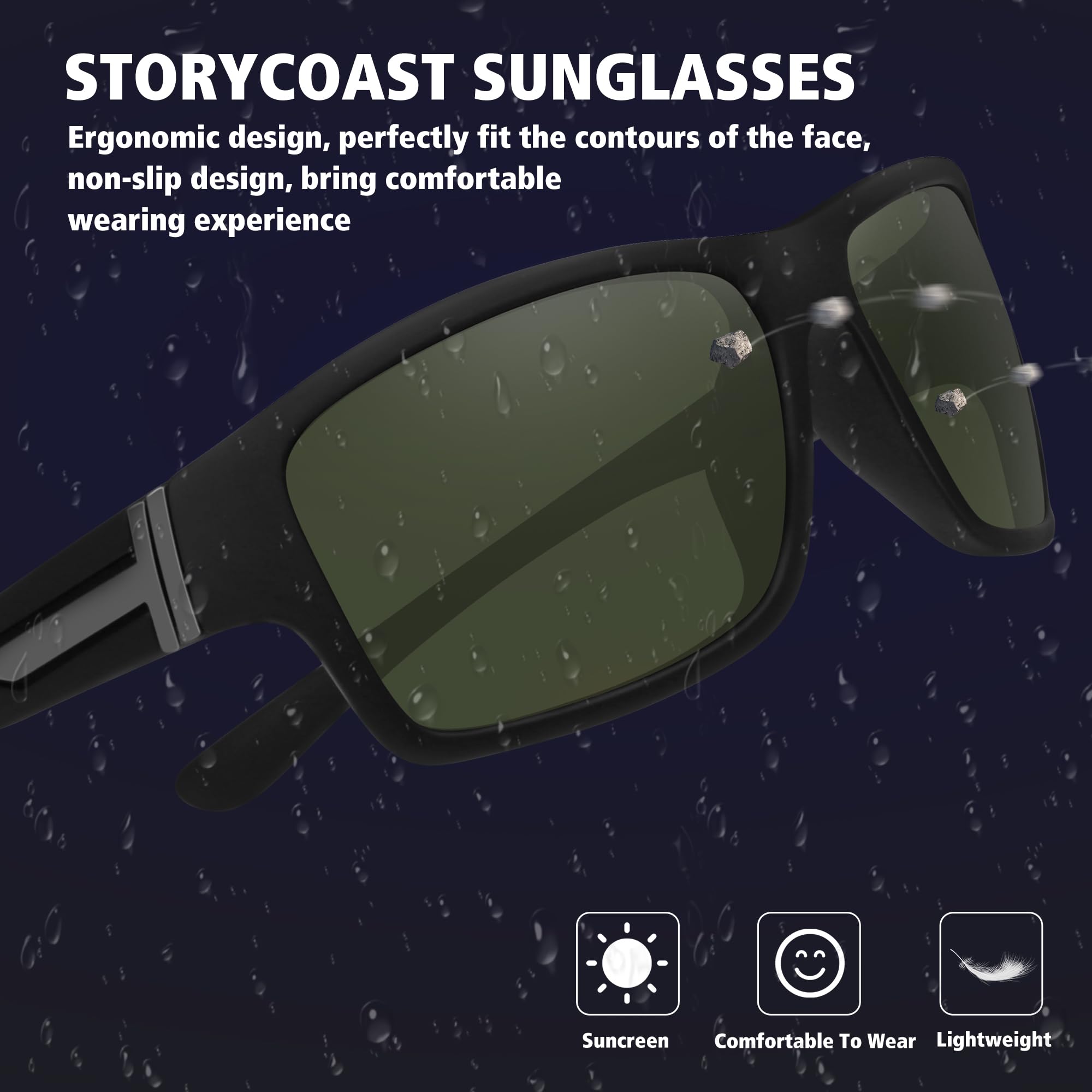 Storycoast Polarized Sports Sunglasses For Men Women Unbreakable Frame Cycling Fishing Driving 3Pack Black+Black/Brown+Black/Dar