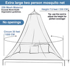 Mosquito Net For Single To King-Sized Beds - Fully-Enclosed Bed Canopy For Travel Or Decoration - Free Bag, Hanging Kit & Adhesi