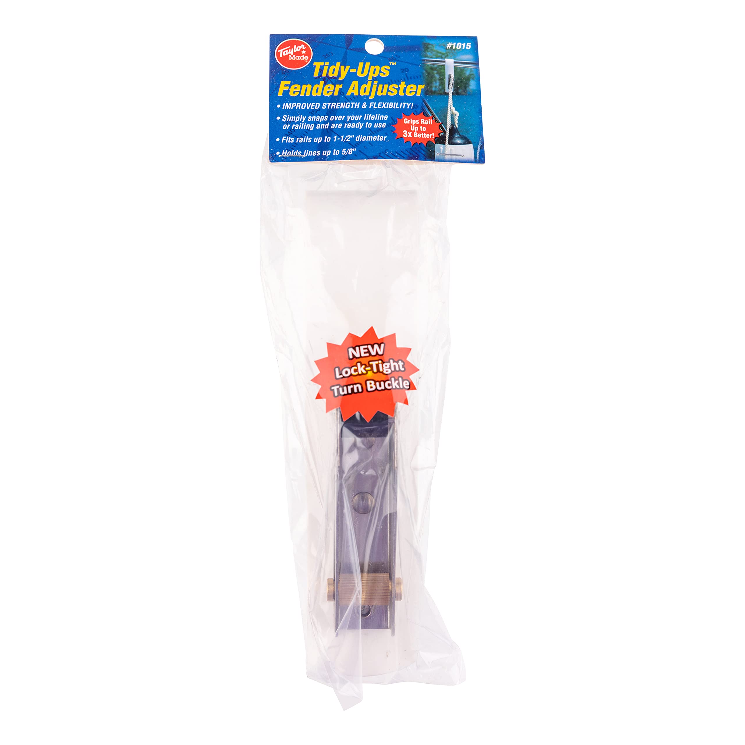 Taylor Made Tidy-Ups Boat Fender Adjuster For Standard Rail Size, White, Works With Up To 5/8'' Diameter, Snap Adjuster Strap Ov