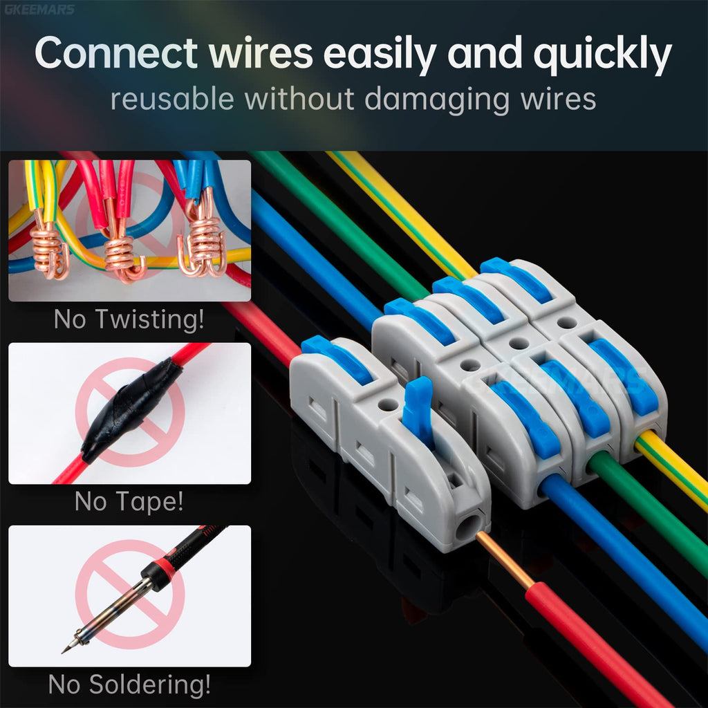 Gkeemars 20 Pcs Wire Connector, 1 Conductor Compact Wire Connectors Splicing Connectors For Circuit Inline 24-12 Awg (Blue)