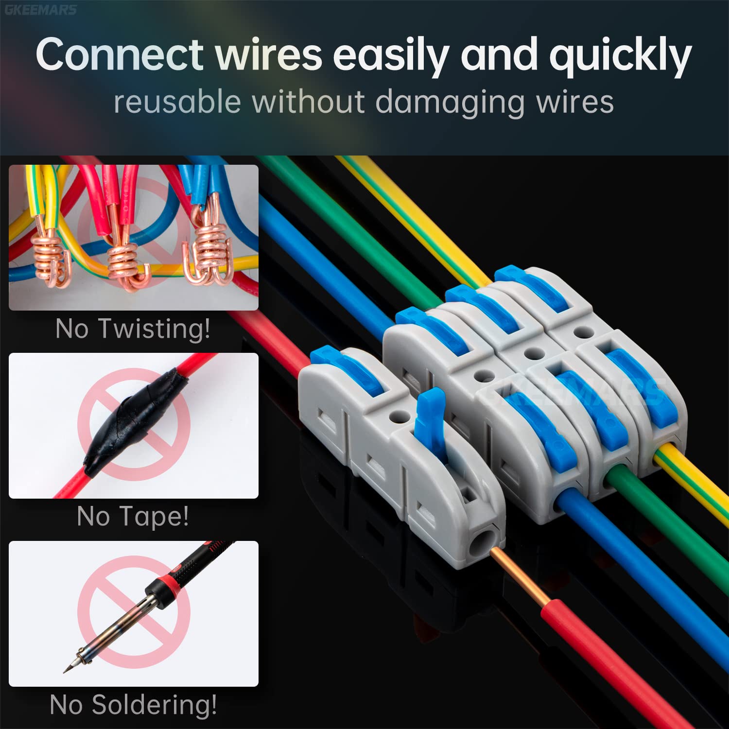 Gkeemars 20 Pcs Wire Connector, 1 Conductor Compact Wire Connectors Splicing Connectors For Circuit Inline 24-12 Awg (Blue)