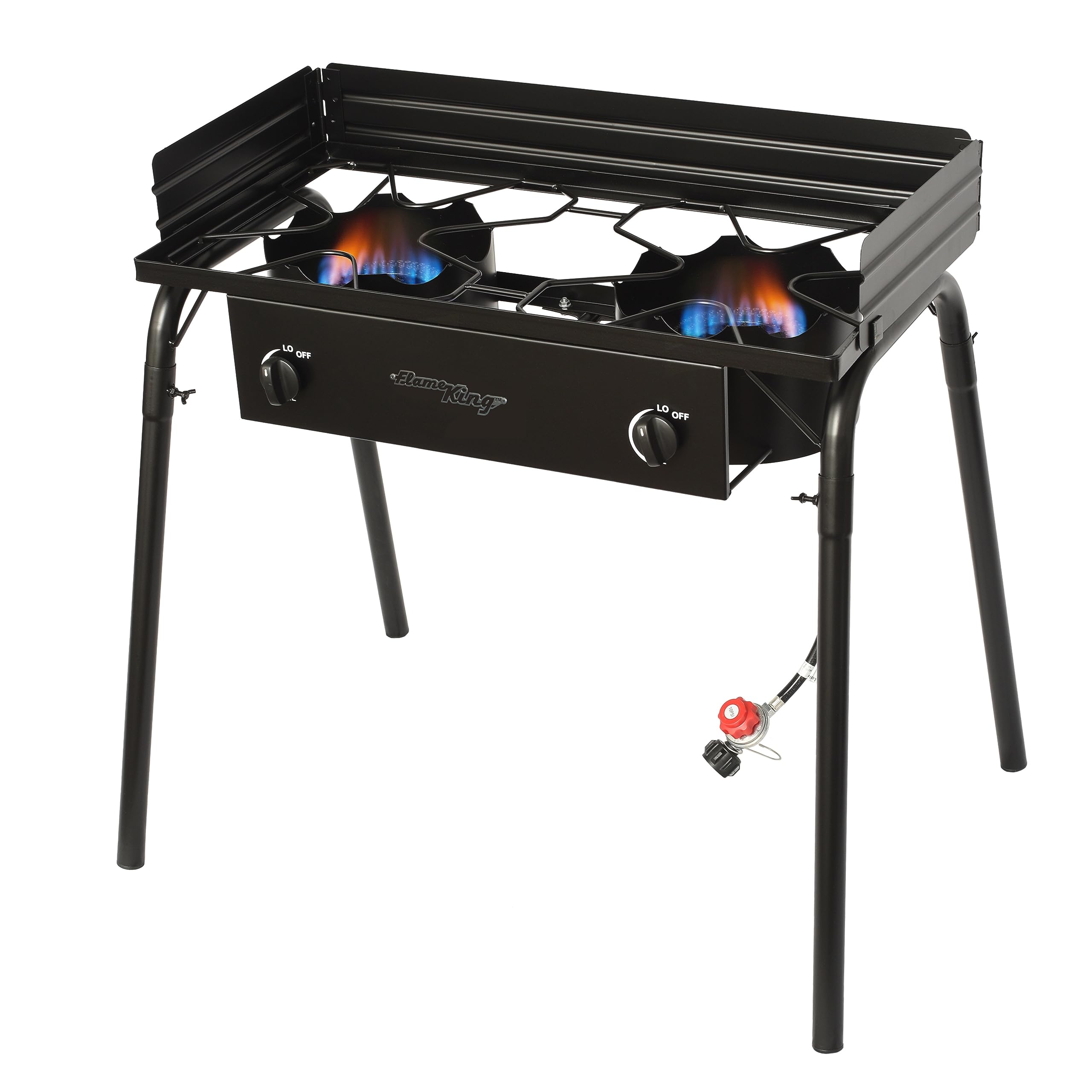 Flame King 200,000 Btu Propane Burner Gas Stove Heavy Duty Turkey Fryer/Camp Cooker, Portable With Stand Great For Outdoor Cooki