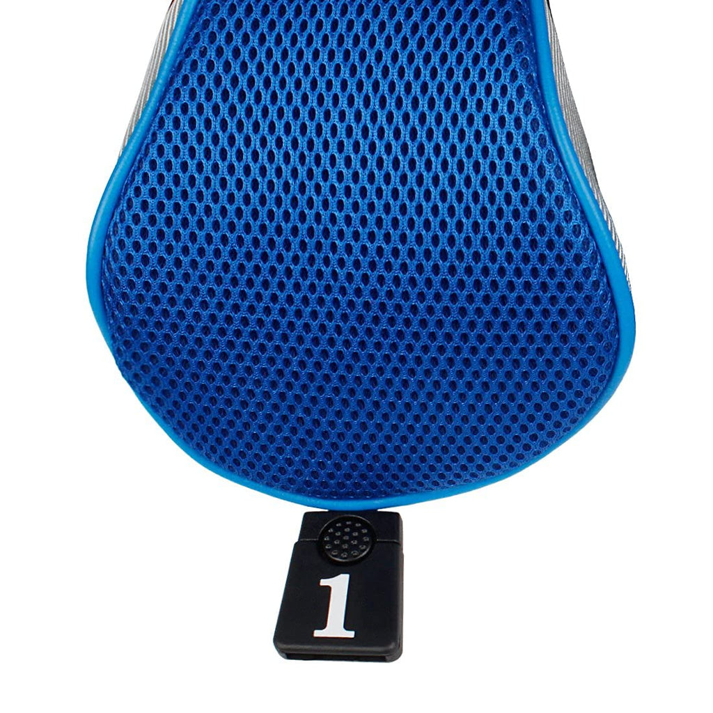 Andux 4Pcs/Set Golf 460Cc Driver Wood Club Head Covers Long Neck With Replaceable No. Tags Black/Blue