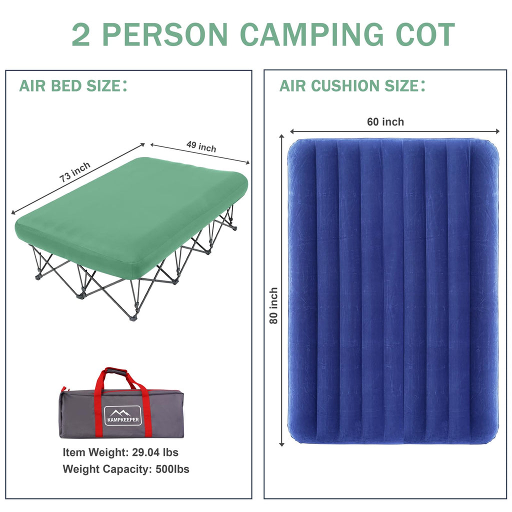 Kampkeeper Camping Cot,Camping Cots For Adults,Folding Camping Cot With Inflatable Air Mattress And Carry Bag,For Outdoor Travel