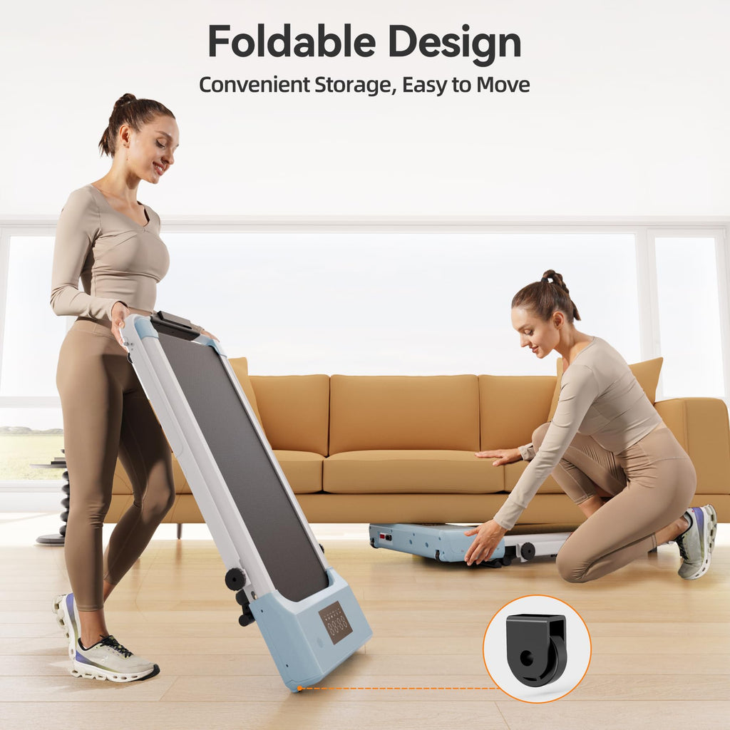 Walking Pad Treadmill With Handle Bar, 3.0Hp Small Foldable Treadmills For Home With App Remote Control And Led Display, 7.5Mph
