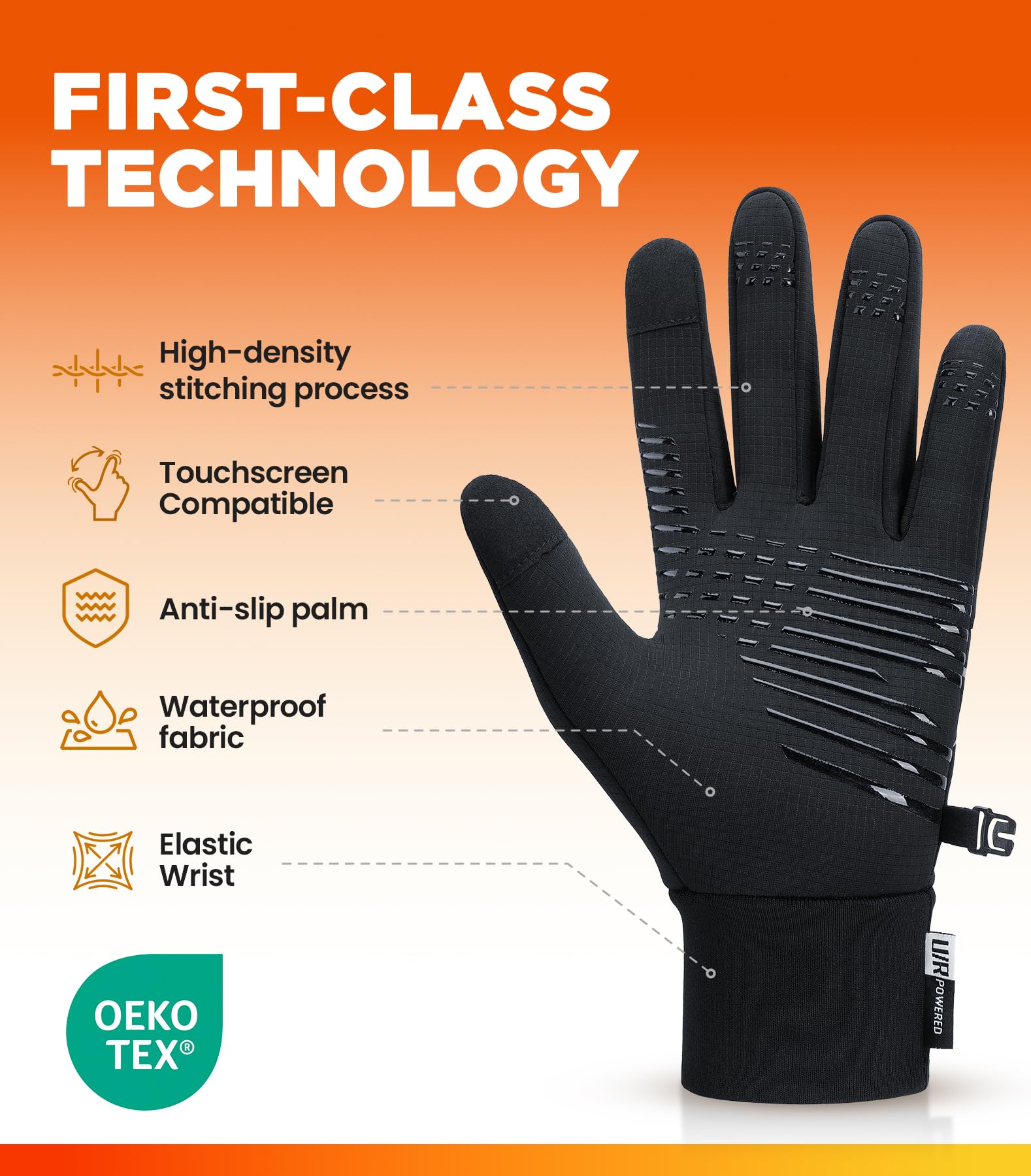 Benirap Winter Gloves for Men Women, Warm Touchscreen Winter Gloves Windproof Non-Slip for Cold Weather Running Cycling Black