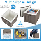 Gymax Camping Cooler, Insulated 40 Qt Heavy Duty Ice Chest With Built-In Handles And Detachable Lid, Keeps Ice For 24H, Multifun