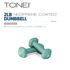 Tone Fitness 2 lb Neoprene Dumbbell Pair for Home Workouts - Non-Slip Design - Teal